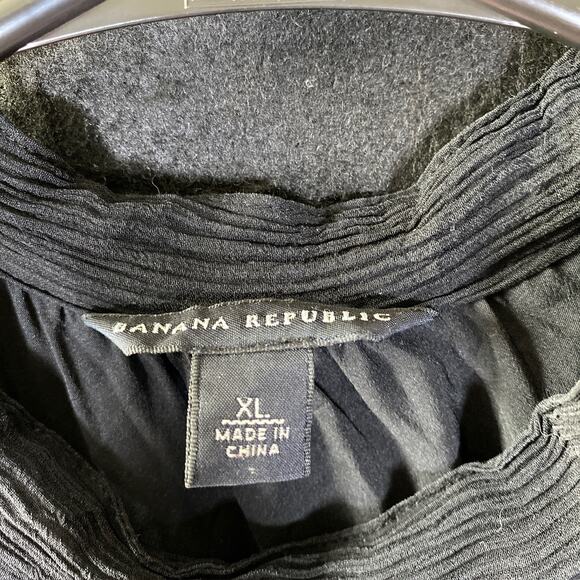 Express Womens Blouse Black Crew Neck Tie Tank 100% Silk Lined Side Zip XL - Picture 4 of 11